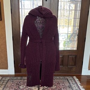 Abercrombie and Fitch burgundy  LAMBS WOOL sweater coat